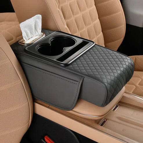Integrated multifunctional car armrest increase with pressure compensation